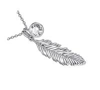 TOPPERFUN 1Pc Leaf Shaped Pendant Necklace for Women Elegant Collarbone Chain Jewelry for Any Occasion Stylish Design with Zircon Details Silver Color