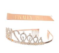 TOPPERFUN 1Set Birthday Queen Crown and Sash Set Elegant Birthday Party Accessories for Women and Premium Ornament Sash with Tiara for Celebrating Special Occasions