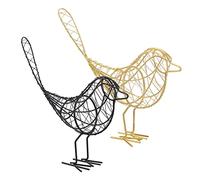 TOPPERFUN 2 Iron Art Birds Figurine Ornaments for Home Decor Robin Budgie Desktop Decorations