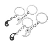 TOPPERFUN 2 Pairs Bagua Keychain for Couples Metal Matching Couple Keyrings Chinese Feng Shui Luck Charm for Husband Wife Anniversary Birthday Gift