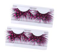 TOPPERFUN 2 Pairs Colorful Charming False Eyelashes Pink Deluxe Party Dance Costume Glamorous Ladies Styles