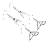 TOPPERFUN 2 Pairs Creative Architect Earrings Dangle Ruler and Compass Design Alloy Jewelry for Women Geometric Triangle Ruler Ear Jewelry for Everyday Wear and Special Occasions