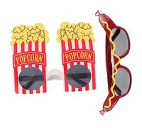 TOPPERFUN 2 Pairs Hawaiian Themed Novelty Eyeglasses Popcorn Sausage Shape Funny Sunglasses for Parties Luau Decorations and Festivals Portable Party Eyewear for Adults