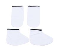 TOPPERFUN 2 Pairs Paraffin Wax Bath Treatment Gloves and Feet Covers Cotton Moisturizing Hand Foot Covers for Spa Heat Retention Nourishing Skin Care White with Black Trim