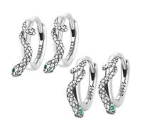TOPPERFUN 2 Pairs Sterling Silver Snake Ear Studs for Women Unique Fashion Earrings with Green Zirconia Secure Clasp Design Elegant Daily Wear and Party Accessory
