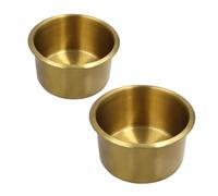 TOPPERFUN 2 Pcs Brass Drop-in Cup Holder Insert for Sofa, Boat and Rv, Golden Metal Beverage Can Holder with Sturdy, Damage-resistant Design for On-the-go Hydration