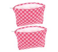 TOPPERFUN 2 Pcs Checkered Makeup Organizer Pouches Large Capacity Women Cosmetic Bags for Travel and Daily Storage Multipurpose Feminine Bag for Makeup Jewelry and Toiletries
