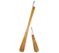 TOPPERFUN 2 Pcs Long Wooden Shoe Horns Sturdy Lazy Shoe Helpers for Men Women and Elderly Short and Long Handled Design