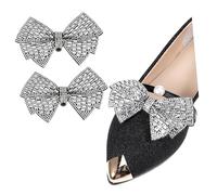 TOPPERFUN 2 Pcs Rhinestone Bow Shoe Clips for Heels Easy to Attach Shoe Charms Versatile Decorative Appliques for Flats Sandals Boots Elegant Holiday Accessory