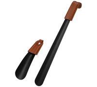 TOPPERFUN 2 Pcs Shoe Horns Lazy Shoe Helper Classic Leather and Stainless Steel Convenient Design for Pregnant Women Daily Use 16cm and 42cm