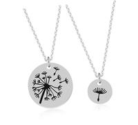 TOPPERFUN 2 Pcs Silver Dandelion Necklace for Women and Daughters, Comfortable to Wear Titanium Steel Pendant Necklace with Beautiful and Artistic Look, Gift for Special Events