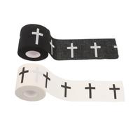 TOPPERFUN 2 Rolls Athletic Sports Tape with Jesus Cross Pattern, 5cm Width Cotton Cloth Tape for Elbows and Knees, Breathable Injury Wrap Reducing Discomfort, for Football and Training Use