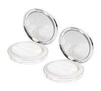 TOPPERFUN 2 Sets Silver Loose Powder Cases 5g Ultra-thin Flip Cover Cosmetic Powder Containers with Elastic Mesh for Women’s Makeup Storage and Travel Use