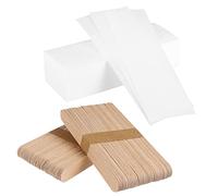 TOPPERFUN 200 Pcs Non-woven Wax Strips with 100 Timber Wax Applicator Sticks for Body and Facial Hair Removal, for Family Use and Professional Beauty Salon Hair Removal