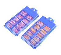 TOPPERFUN 200Pcs Medium Length Ballet False Nails Set with Solid Color Press-On Nail Tips Includes Blue Box with Mixed Jelly and Pink Purple Shades Suitable for Women