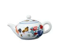 TOPPERFUN 230ml White Ceramic Teapot Hand Painted Retro Style with Heat and Cold Resistance, Suitable for Family Gathering and Tea House, Elegant and Sturdy Teaware
