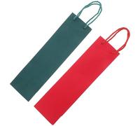 TOPPERFUN 24pcs Christmas Wine Bottle Carrier Bags Set - Reusable Paper Tote Bags with Handles - Red and Green Wine Carrier Pouches for Holiday Party Wrapping