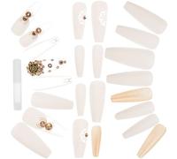 TOPPERFUN 24pcs Gothic Press on Nails Skull Design Resin Fake Nails for Halloween Suitable for Role Playing Day the Dead