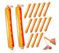 TOPPERFUN 24Pcs Hair Perm Rods with Rubber Bands DIY Hair Styling Tools for Home Salon Use Create Retro Waves Curls Non Damaging Includes Gentle Perm Kit