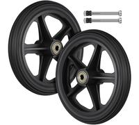 TOPPERFUN 2Pcs 7 Inch Replacement Wheelchair Wheels Rubber Alloy Spare Wheels for Wheelchair Equipped with Ball Bearings Quiet Design Black Front for Elders and Patients