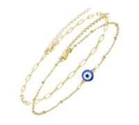TOPPERFUN 2pcs Adjustable Blue Evil Eye Bracelets Turkish Amulet Jewelry for Protection Dainty Evil Eye Charm Bracelets for Women Teens Durable Design