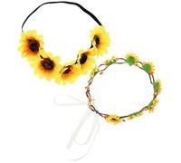 TOPPERFUN 2pcs Adjustable Sunflower Headbands with Fine Workmanship Fabric and Alloy Materials Elegant and Generous Style Hair Accessories for Bride and Bridesmaid Wedding Festivals