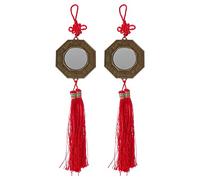 TOPPERFUN 2pcs Alloy Taoism Crafts Square Bagua Mirrors Exorcism Pendant Feng Shui Wall Decor for Home Living Room Evil Spirit Protection and Peaceful Atmosphere