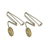 TOPPERFUN 2pcs Antique Bronze Oval Photo Locket Necklace with Chain Engraved Memory Keepsake Pendant Jewelry for Women Copper Iron Material Spiritual Accessory for Daily Wear