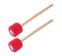 TOPPERFUN 2pcs Bass Drum Mallets with Red Foam Heads and Stainless Steel Handles, Universal Percussion Sticks for Drum Kits and Stage Performance