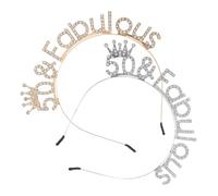 TOPPERFUN 2pcs Birthday Crown Headband for Women Sparkly Rhinestone Tiara Party Accessories Gold Silver Lightweight Birthday Queen Decoration
