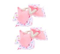 TOPPERFUN 2pcs Birthday Hair Bows for Number and Imitation Pearls Soft and Safe Pink Bowknot Clips Elegant Hair Barrettes for Shower and Daily Wear