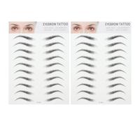 TOPPERFUN 2pcs Black Hair-like Artificial Eyebrow Stickers for Men Women Easy Apply Fake Eyebrows Transfer Tattoo Natural Look Temporary Brow Tool for Beginners and Pros