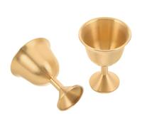 TOPPERFUN 2Pcs Brass Chalice Goblets Medium Size Wine Cups for Ceremony Toasting and Banquet Decoration Vintage Style Drinking Glassware