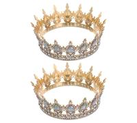 TOPPERFUN 2pcs Bridal Crown Rhinestone Tiara Wedding Hair Accessories Bride Headband Crown for Women Princess Wedding Prom Parties
