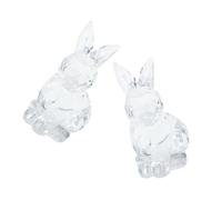 TOPPERFUN 2pcs Bunny Decor Acrylic Figurines Adorable Miniature Rabbit Statues for Easter and Spring Home Office Decoration Versatile Paperweight and Ornament Gifts for Celebrations