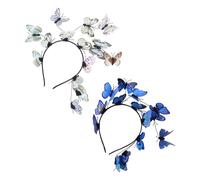 TOPPERFUN 2pcs Butterflies Headband Simulation Girls Hairband Photography Headband for Wedding Guest Butterfly Clips Hair Accessories