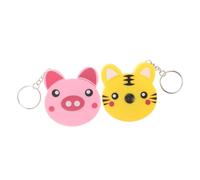 TOPPERFUN 2pcs Cartoon Animal Mini Retractable Tape Measure Keychain Abs Metric Measuring Tape for Portable Pocket Accessory with Automatic Retract Function Tiger Pig Design