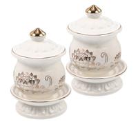 TOPPERFUN 2pcs Ceramic Buddhist Offering Cups Small Lotus Holy Water Bowls for Temple and Home Rituals White Porcelain Decorative Ceremony Vessels