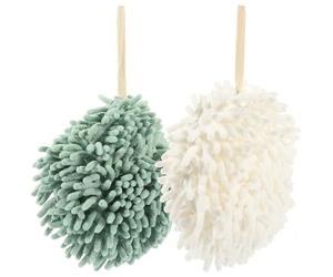 TOPPERFUN 2pcs Chenille Hand Towel Ball, Super Absorbent Bathroom Towel with Hanging Loop, Soft Sponge Material, Wall-Hanging for Bathroom and Kitchen