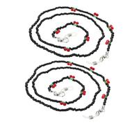 TOPPERFUN 2pcs Cherry Bead Glasses Chain for Women Eyeglass and Mask Holder Necklace Black Elegant Beaded Spectacle Cord Versatile Accessory for Daily Wear