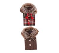 TOPPERFUN 2pcs Christmas Wine Bottle Covers Set, Red Plaid Grey Burlap Fabric Bags with Bow and Faux Fur Trim, Festive Xmas Wine Bottle Bags for Holiday Party Decorations