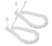 TOPPERFUN 2pcs Coiled Telephone Cord Soft Landline Phone Cables with Pvc Abs Copper Material White Handset Cord Not Easy to Knot for Home Office Use