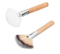 TOPPERFUN 2Pcs Contour Brushes Makeup Folded Fan-Shaped Brush 4.52X2.48X0.39In Soft Blending No Shedding Premium Nylon Hair Wood Handle for Girls Ladies Thanksgiving Graduation