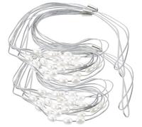 TOPPERFUN 2pcs Curtain Binding Rope Delicate Curtain Tie Back Silver Leather Imitation Pearl Decorative Holdback Well-made Tidy Home for Studios and Kitchen