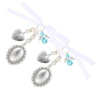 TOPPERFUN 2pcs DIY Pearl Heart Pendants with Bowknot Decoration Photo Cover Charms for Wedding Bouquet Memory Keepsake Commemorative Gems for Bridal Party