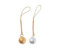 TOPPERFUN 2pcs DIY Tassel Bell Hanging Pendant for Phone Case and Backpack, Wrinkle Grain Copper round Japanese Style Bells in Gold Silver, Decorative Hanging Accessories for Home and Travel