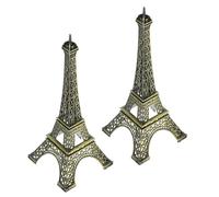 TOPPERFUN 2pcs Eiffel Tower Statue Figurines, Vintage Iron Metal Building Ornament with Detailed Craftsmanship, 6 Inch Landmark Silhouette for Bookshelf Decor and Home Decor