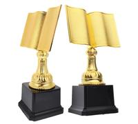 TOPPERFUN 2pcs Elegant Gold Large Trophy for Reading Contest with Book-shaped Design Plastic Material and Keepsake Feature Winners Trophy for Family Reading Event