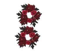 TOPPERFUN 2pcs Fall Candles Wreath Fall Floral Candle Rings Rings for Pillars Thanksgiving Leaf Wreaths Artificial Maple Leaves Door Garland