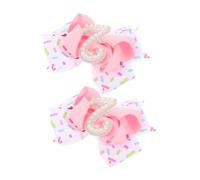 TOPPERFUN 2pcs Hair Bows with Number and Imitation Pearls Elegant Bowknot Clips for Birthday Party Shower and Daily Wear Soft Safe Hair Barrettes for Sensitive Scalps